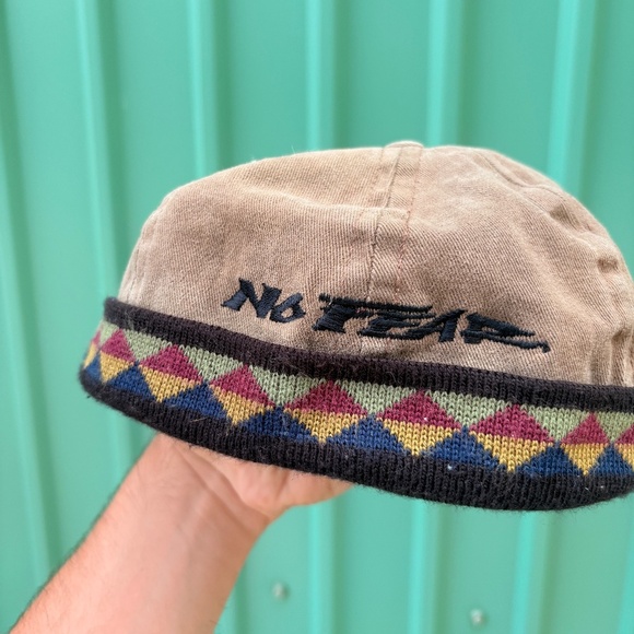No Fear Other - Vintage NO FEAR Brimeless Hat Made in USA RARE Aztec pattern adjustable 1990's
